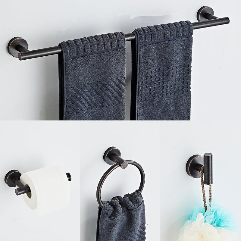 KUUBTH Oil Rubbed Bronze Bathroom Hardware Set 5 Piece with Towel Racks for Bathroom, SUS304 Stainless Steel Bath Towel Bar Set, 24 Inch Wall Mounted Accessories Kit - Image 2